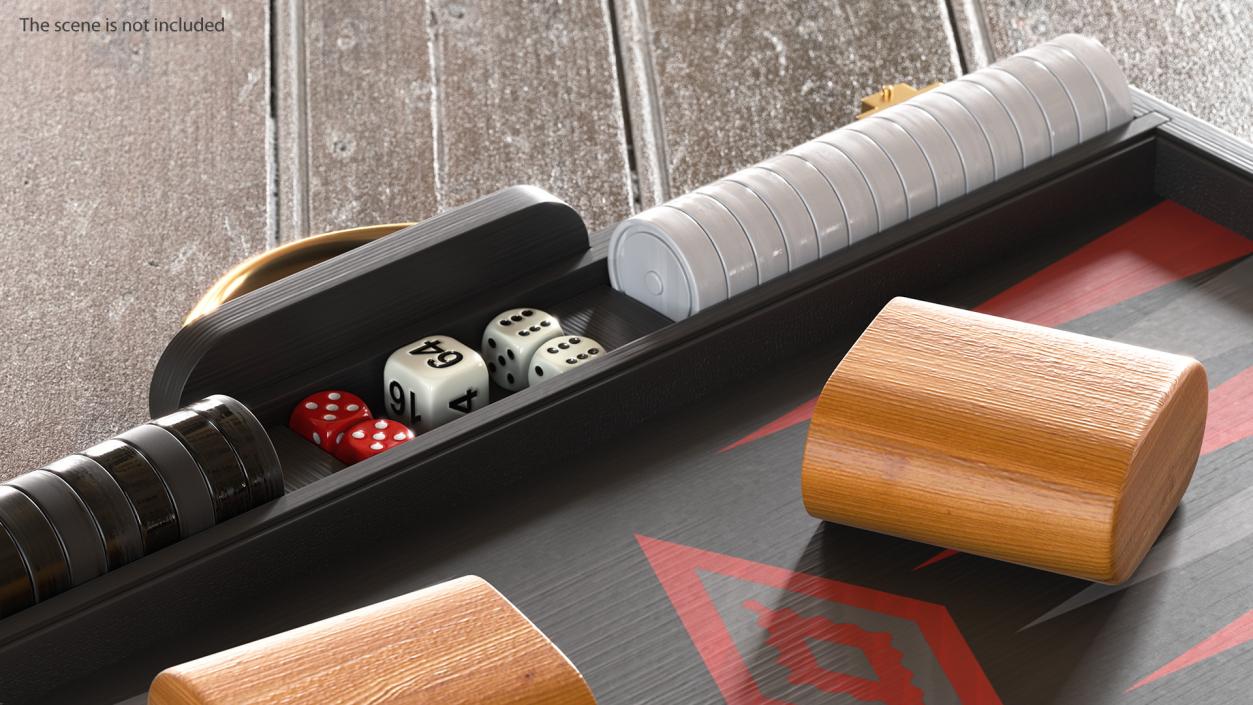 3D Black Backgammon Board Game Set