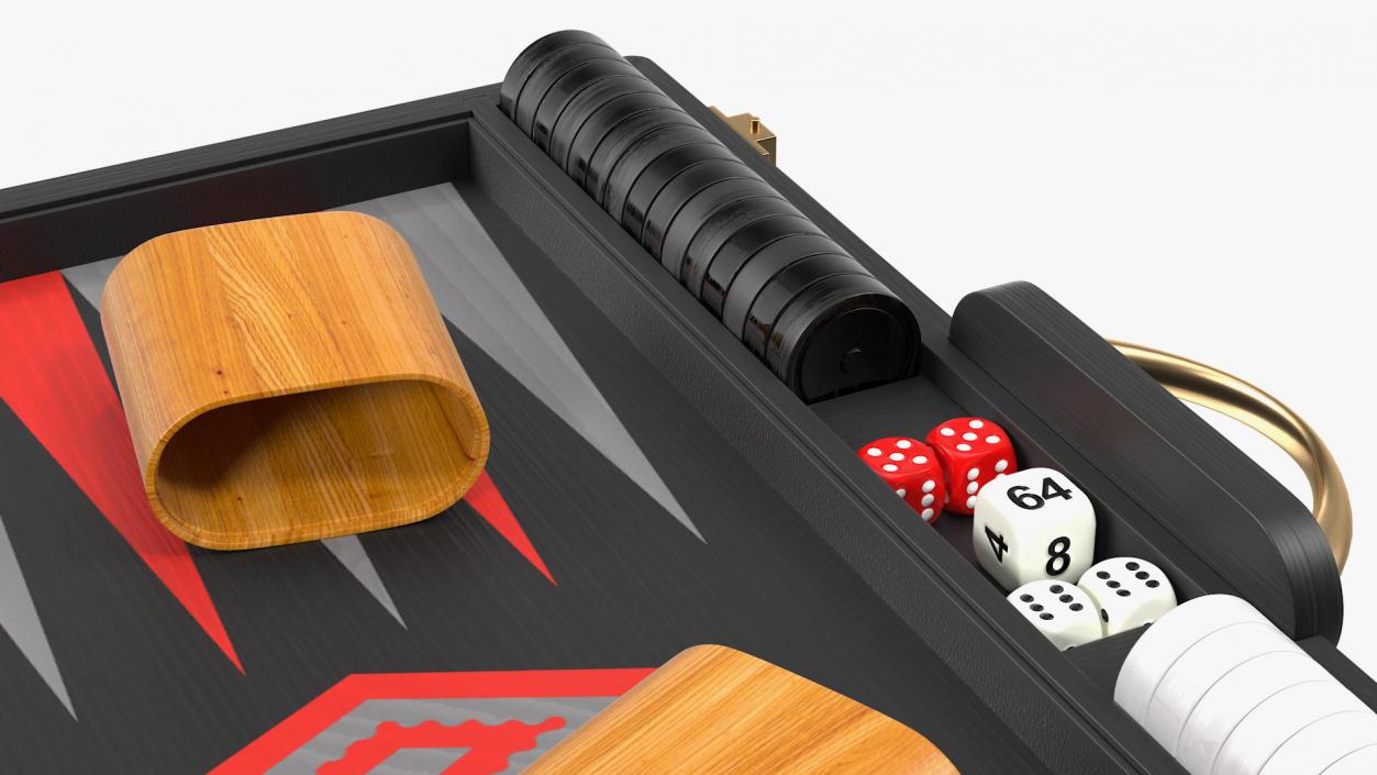 3D Black Backgammon Board Game Set