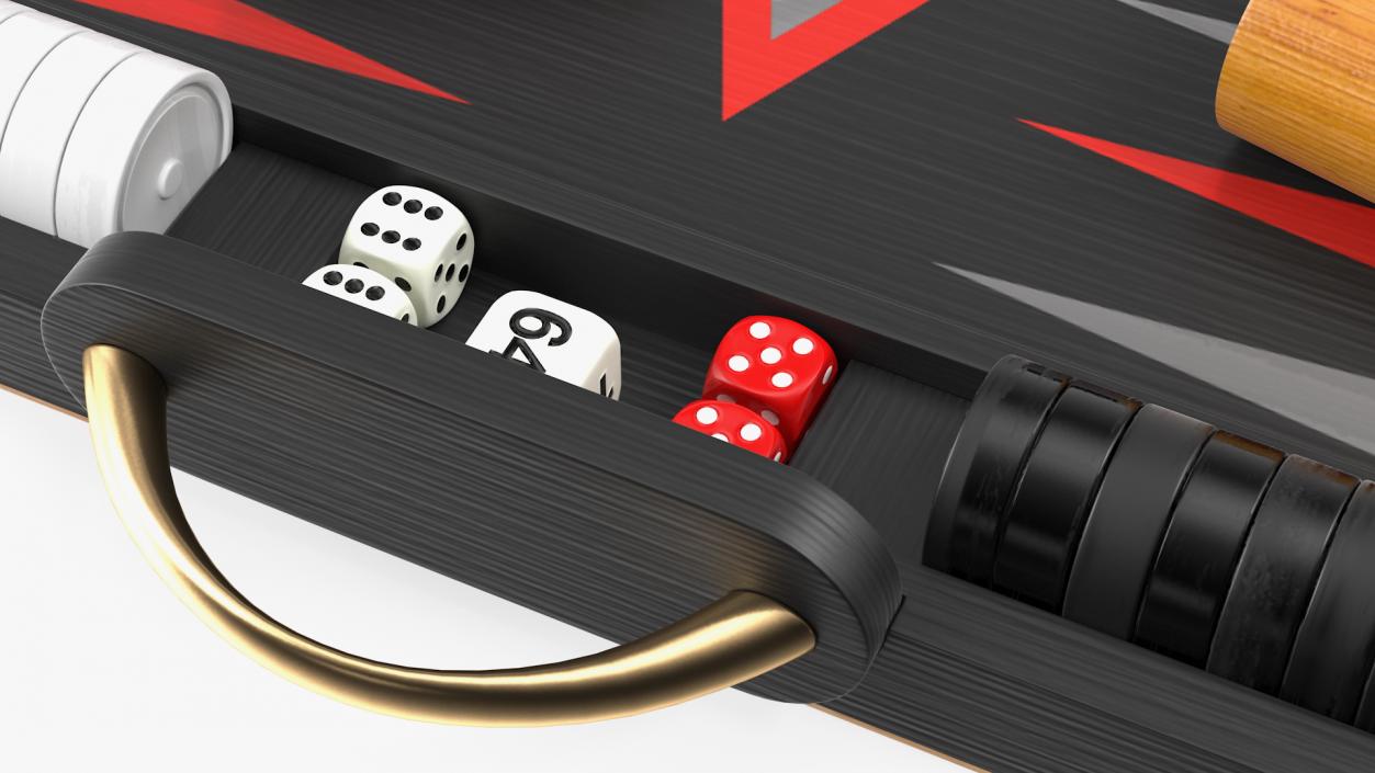 3D Black Backgammon Board Game Set