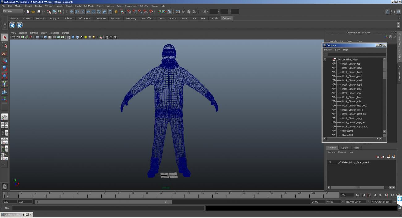 3D Winter Hiking Gear model