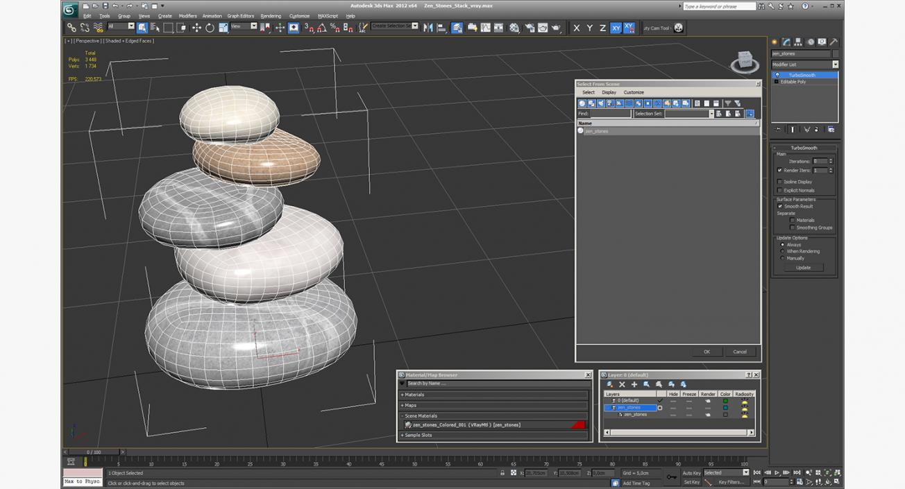 3D Zen Stones Stack