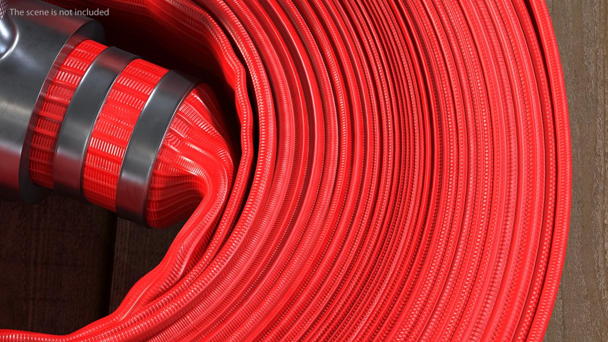 Neatly Coiled Fire Hose Red 3D