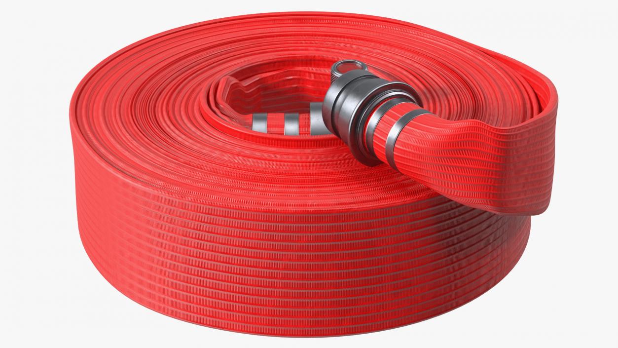 Neatly Coiled Fire Hose Red 3D