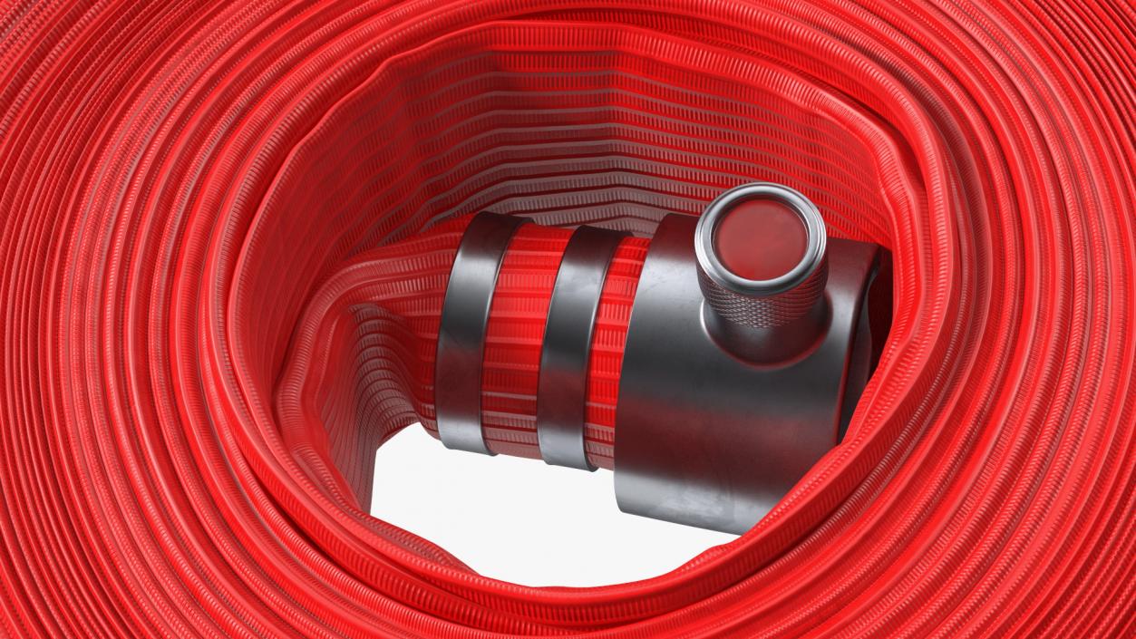 Neatly Coiled Fire Hose Red 3D