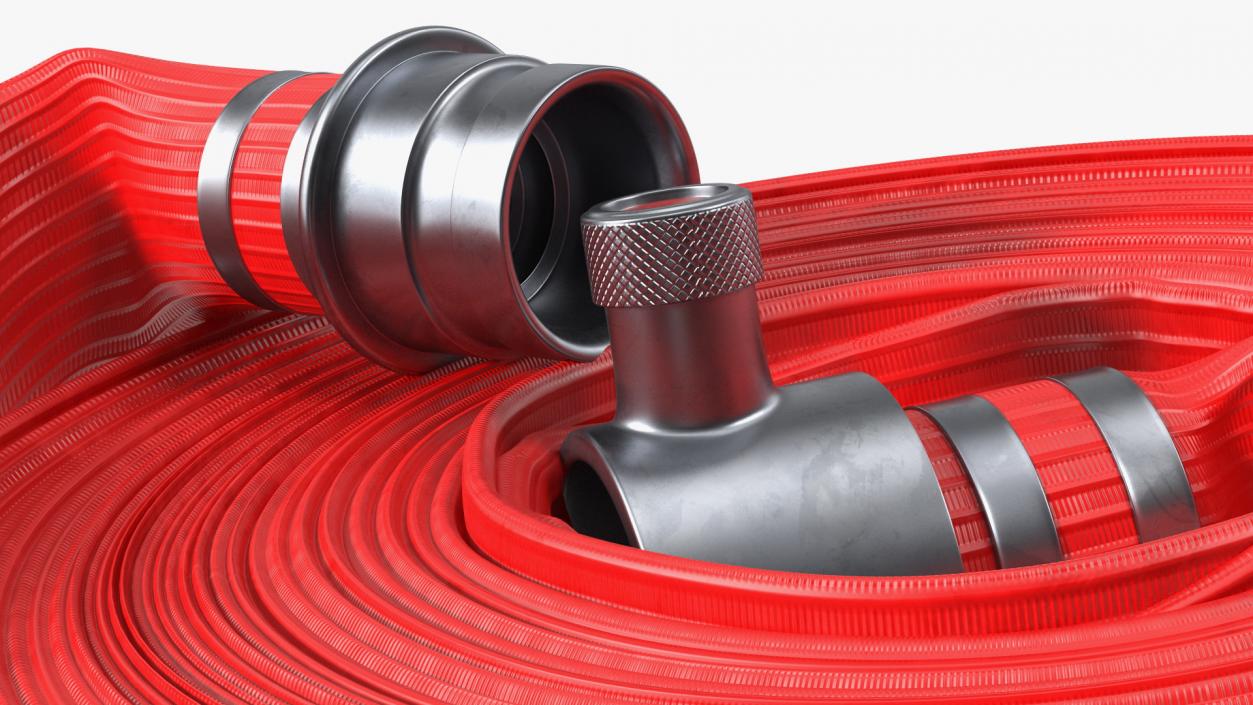 Neatly Coiled Fire Hose Red 3D