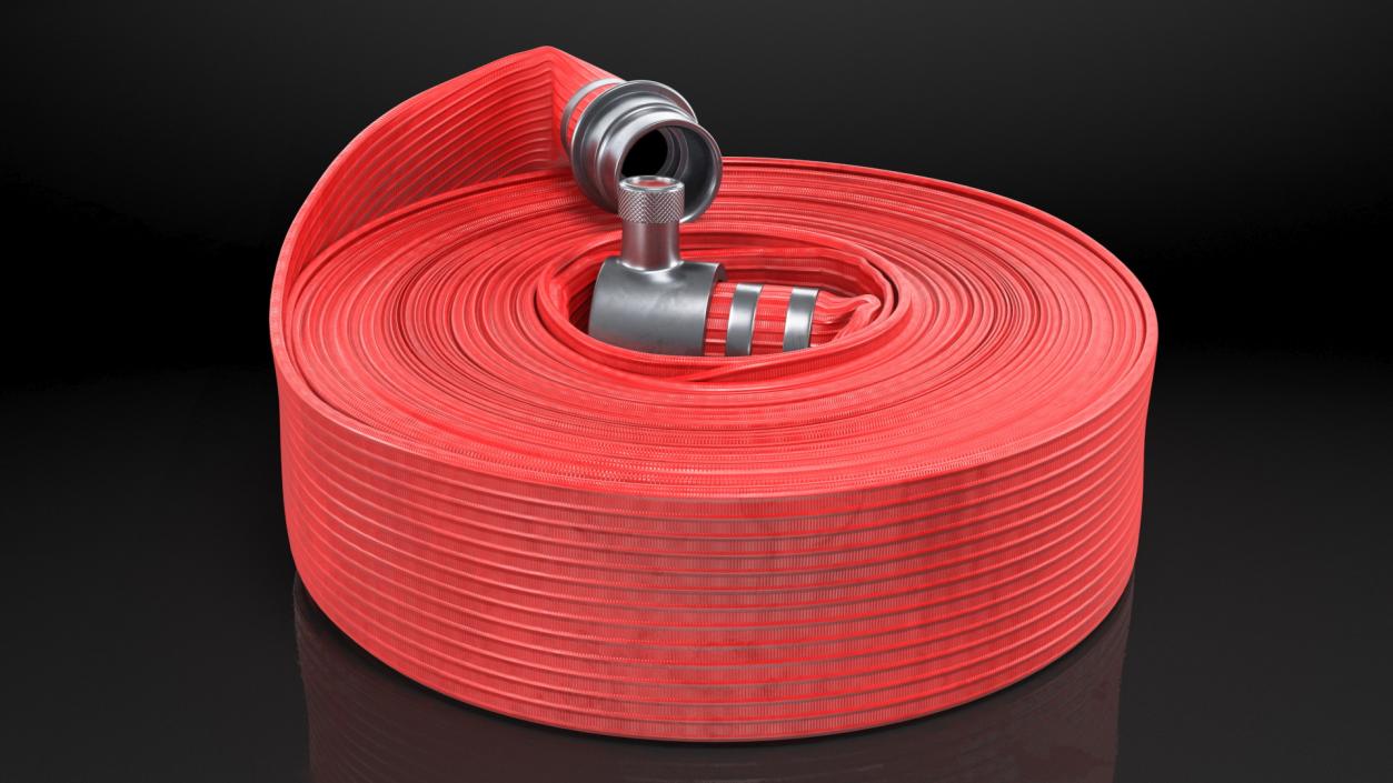 Neatly Coiled Fire Hose Red 3D