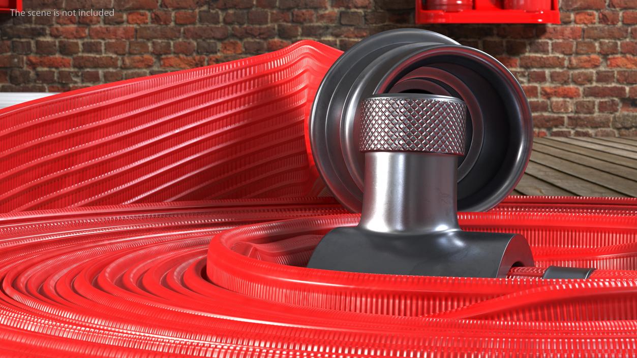 Neatly Coiled Fire Hose Red 3D