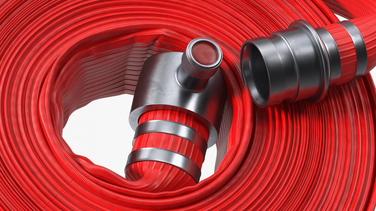 Neatly Coiled Fire Hose Red 3D