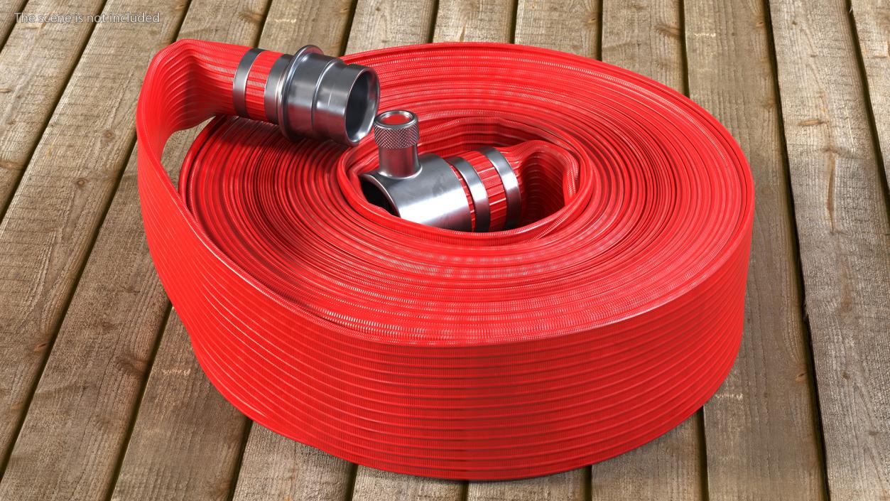 Neatly Coiled Fire Hose Red 3D