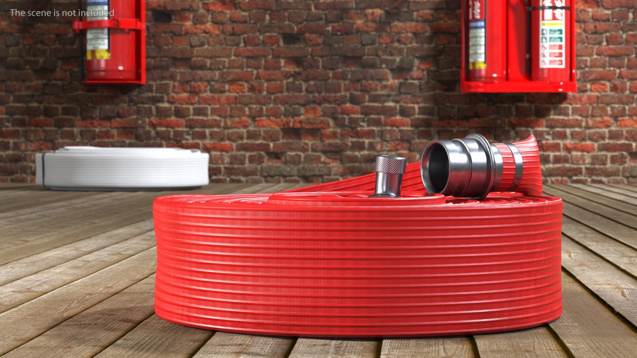 Neatly Coiled Fire Hose Red 3D