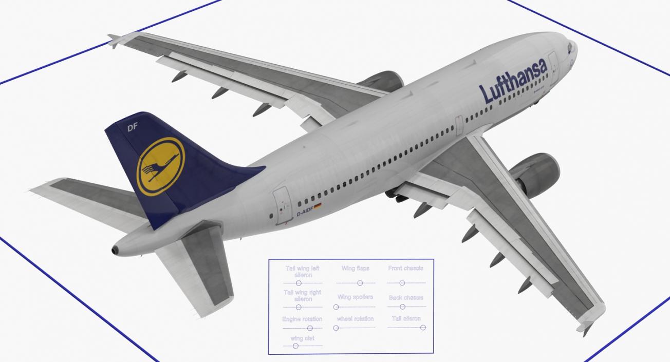 Airbus A310-300 Lufthansa Rigged 3D