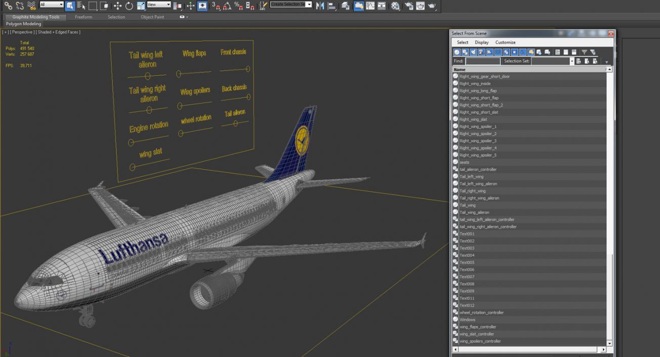 Airbus A310-300 Lufthansa Rigged 3D