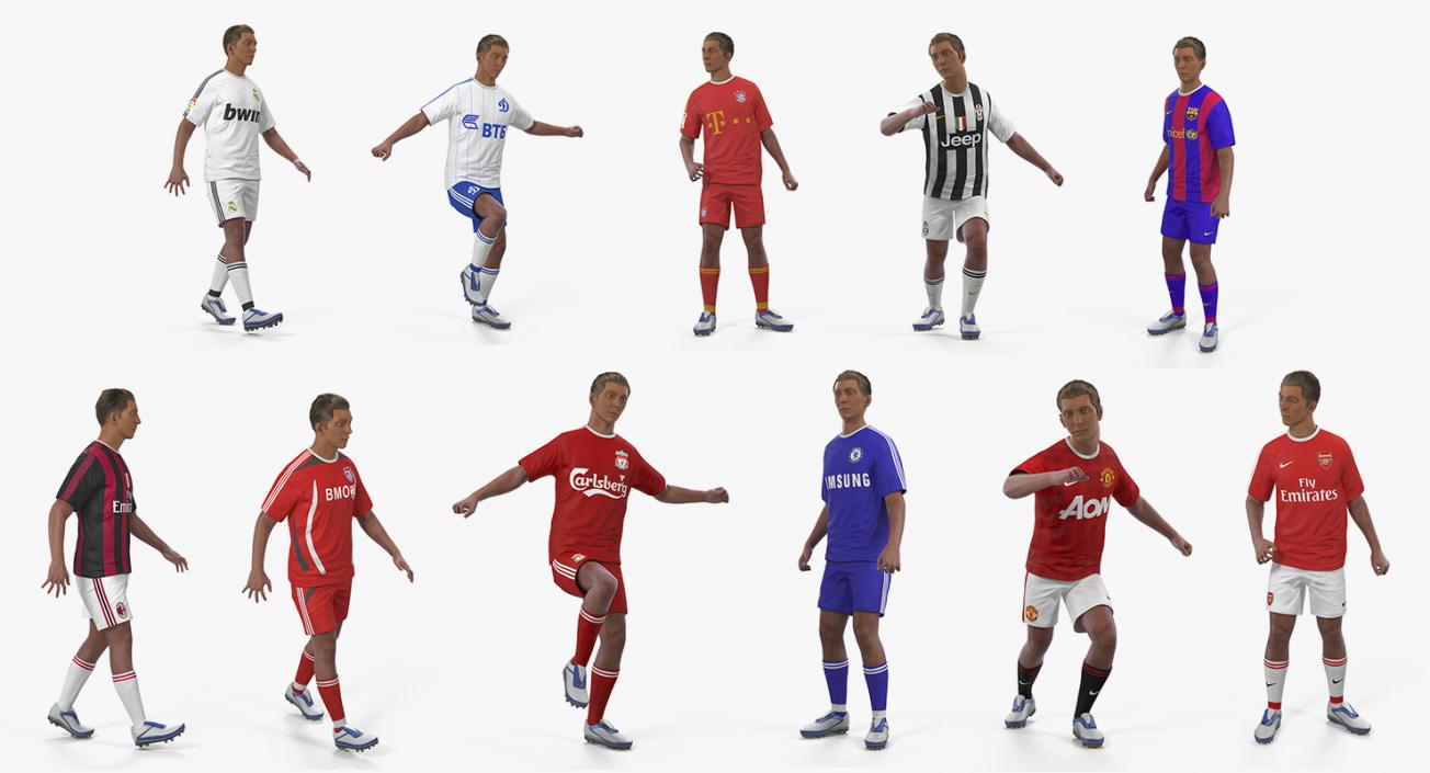 Soccer Players Rigged 3D Models Collection 3D