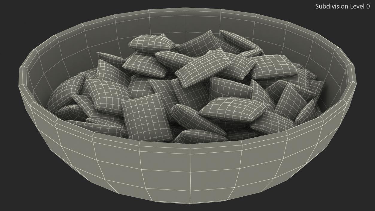 3D Chocolate Cereal Pillow Flakes in Bowl model