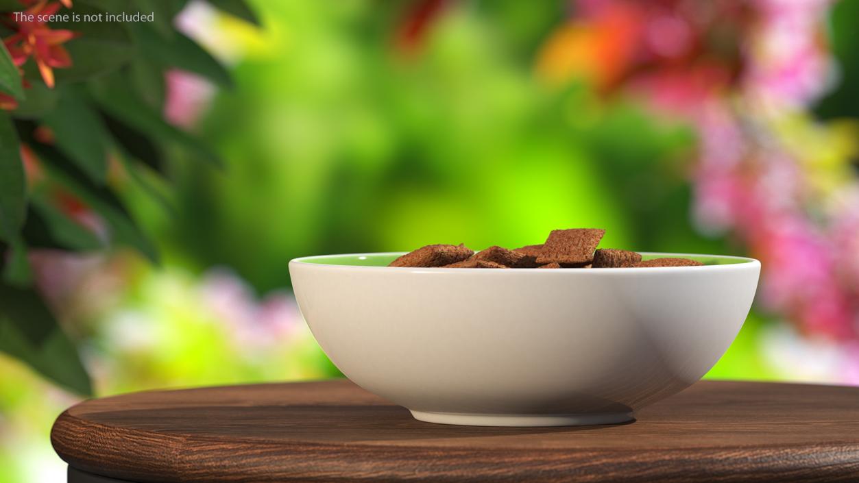 3D Chocolate Cereal Pillow Flakes in Bowl model