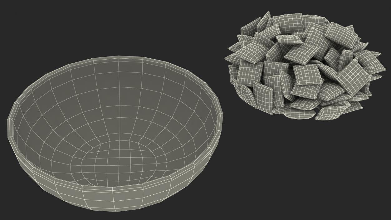 3D Chocolate Cereal Pillow Flakes in Bowl model