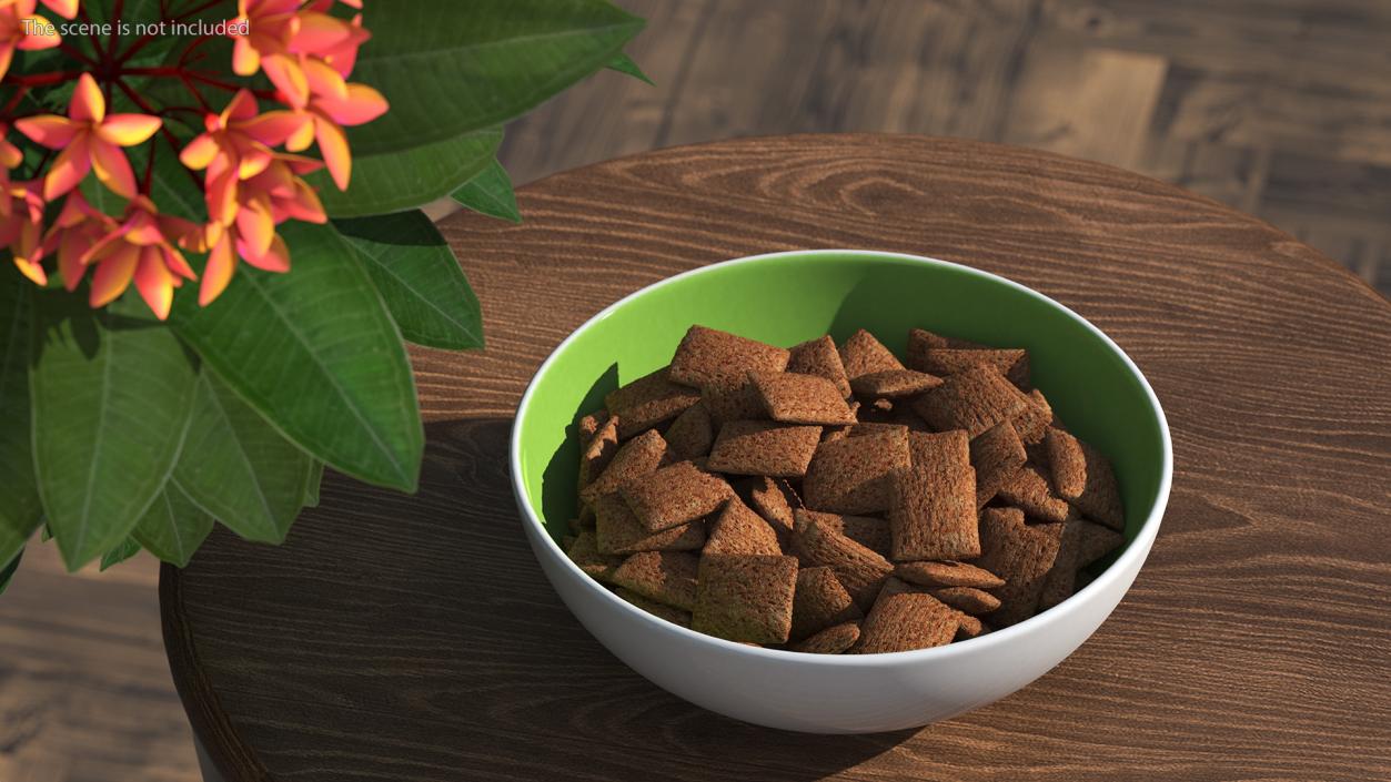 3D Chocolate Cereal Pillow Flakes in Bowl model