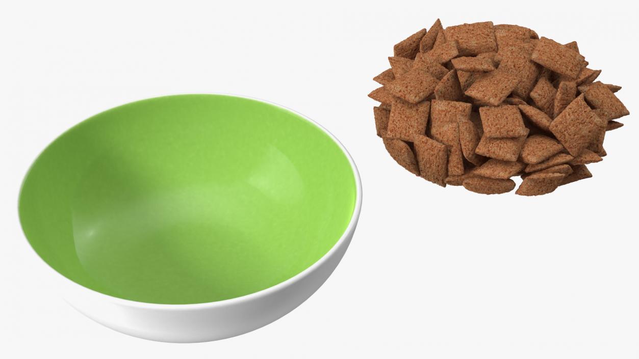 3D Chocolate Cereal Pillow Flakes in Bowl model