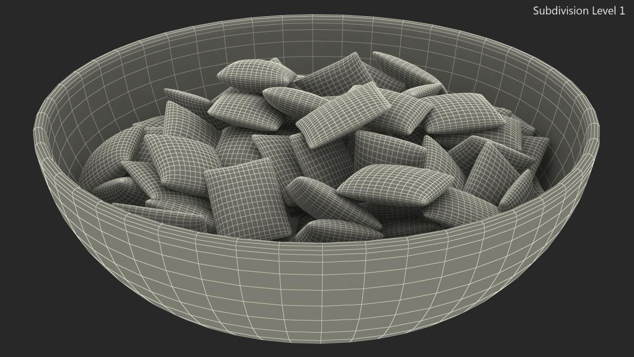 3D Chocolate Cereal Pillow Flakes in Bowl model