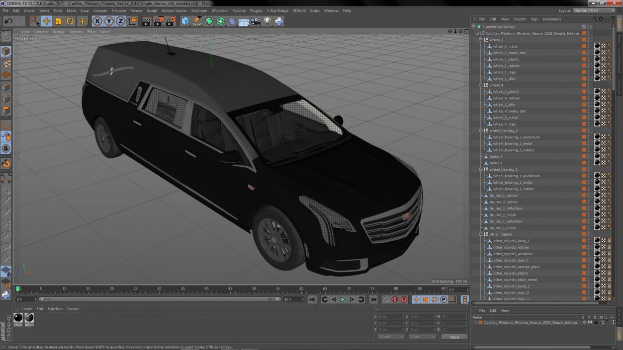 3D Cadillac Platinum Phoenix Hearse 2019 Simple Interior model