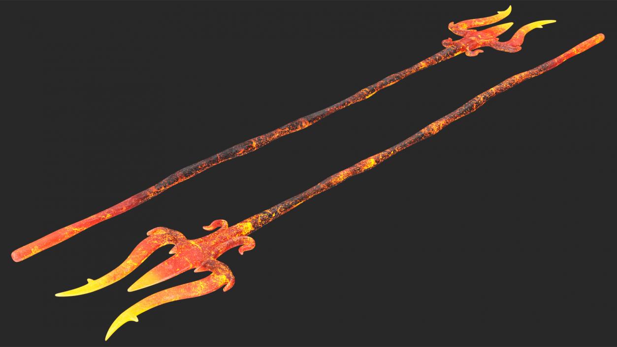 Devil Character with Trident Fur Rigged 3D model