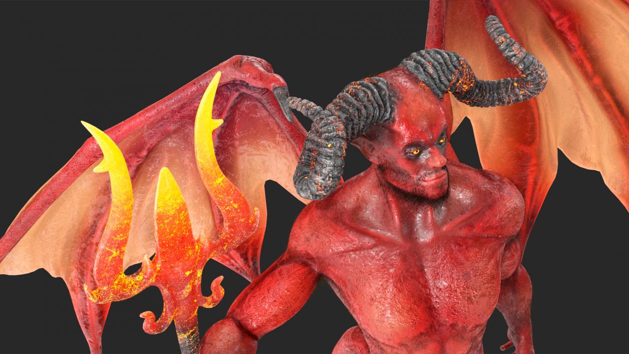 Devil Character with Trident Fur Rigged 3D model