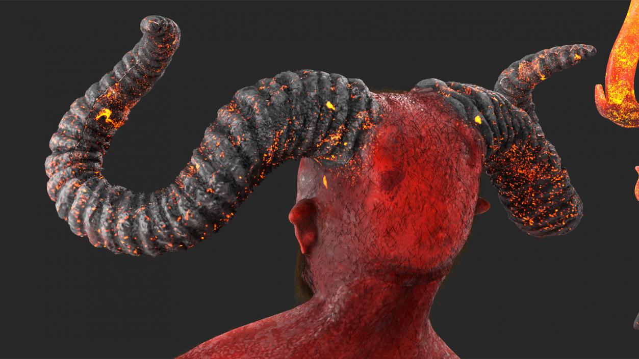 Devil Character with Trident Fur Rigged 3D model