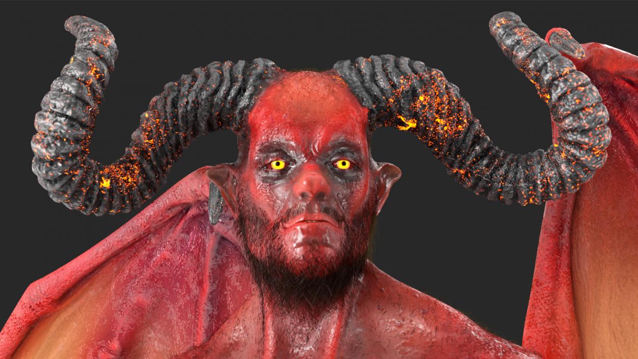 Devil Character with Trident Fur Rigged 3D model