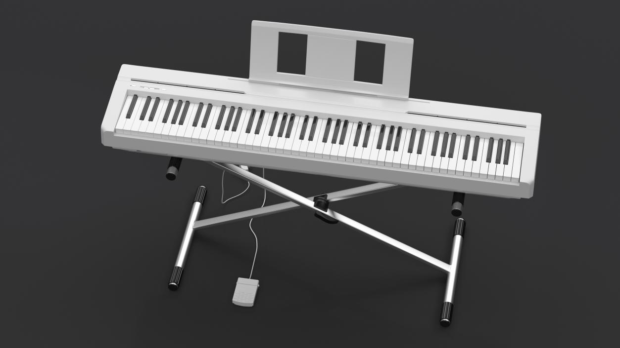 3D Stand Mounted Digital Piano White model