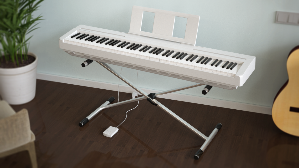 3D Stand Mounted Digital Piano White model