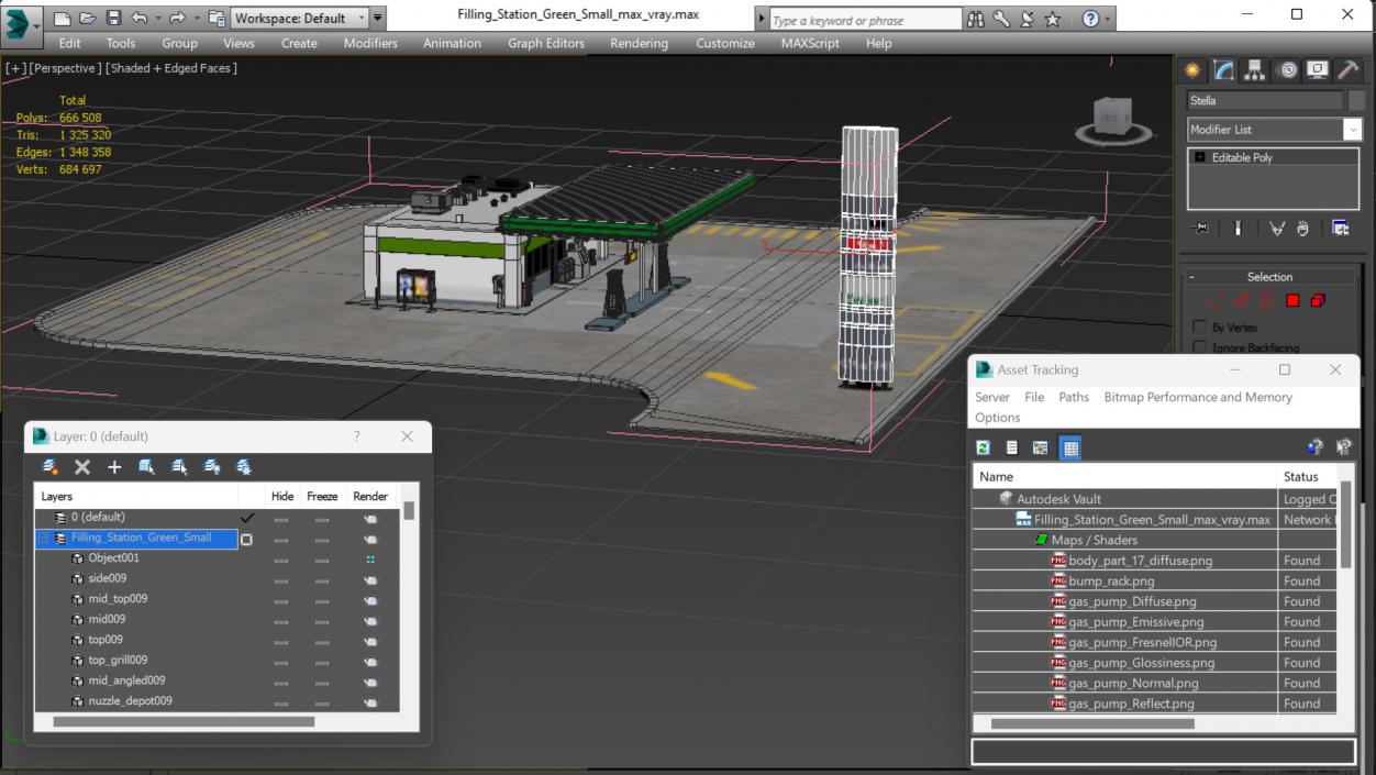 Filling Station Green Small 3D