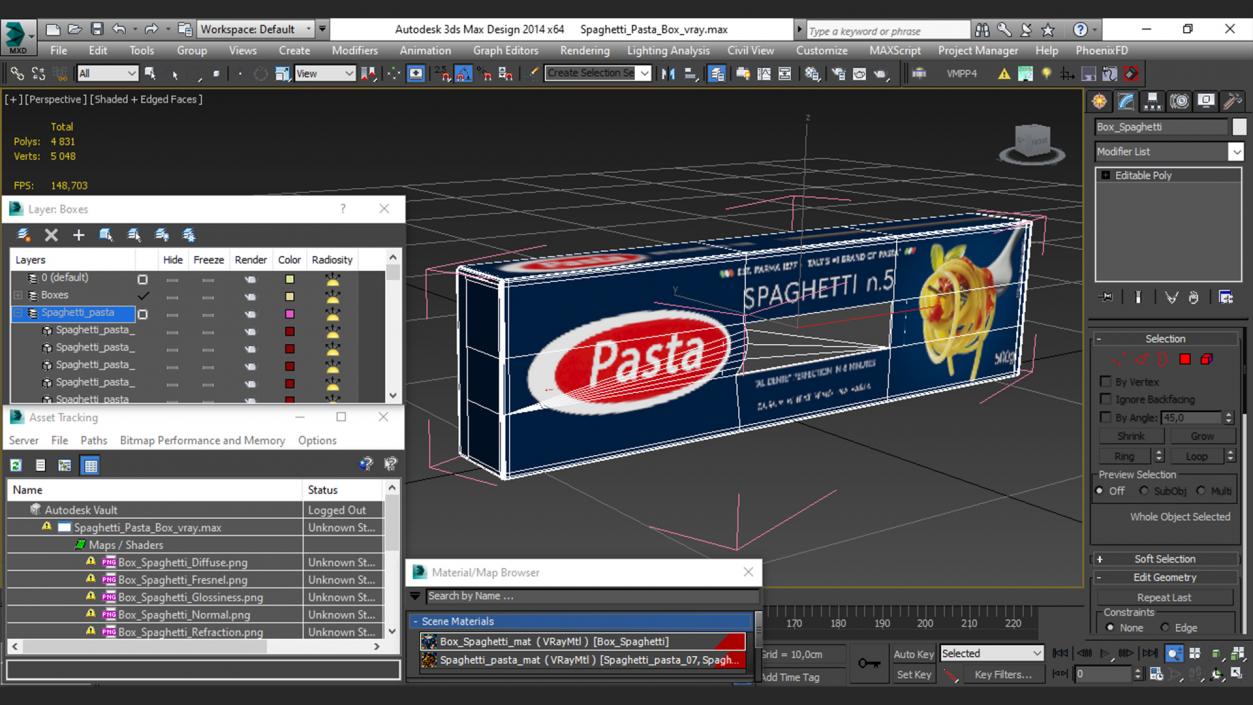 Spaghetti Pasta Box 3D model