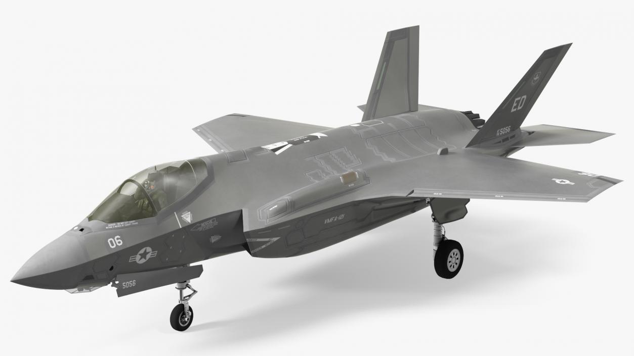 Stealth Multirole Fighter F 35 Lightning II With a Pilot Gesture Ok 3D