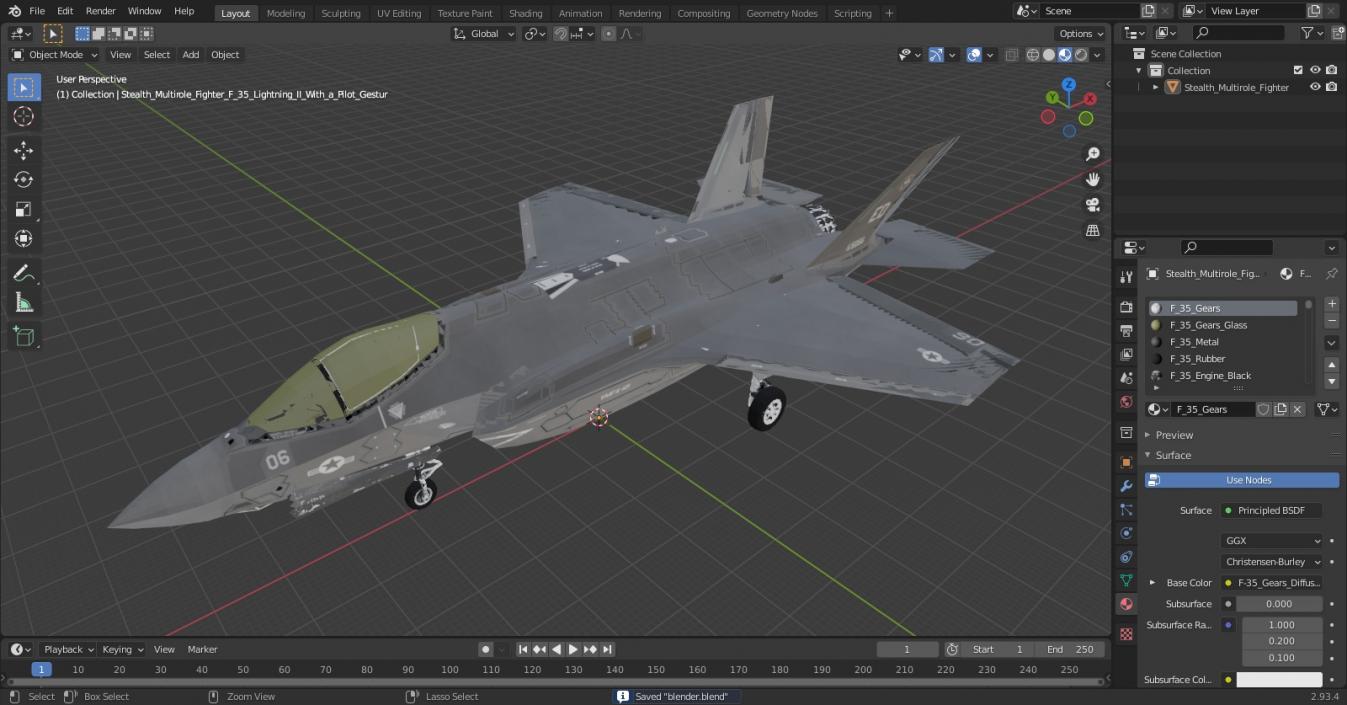 Stealth Multirole Fighter F 35 Lightning II With a Pilot Gesture Ok 3D