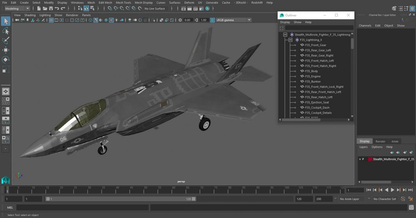 Stealth Multirole Fighter F 35 Lightning II With a Pilot Gesture Ok 3D