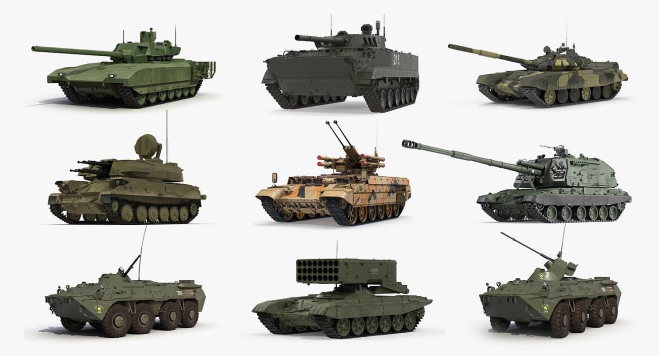 3D Russian Tanks Rigged Collection 3 model