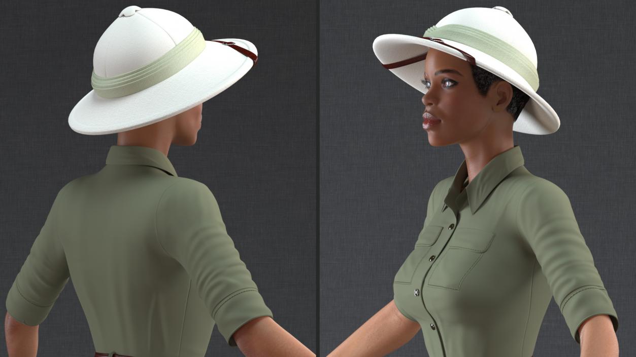 3D Light Skin Black Woman Explorer Rigged model