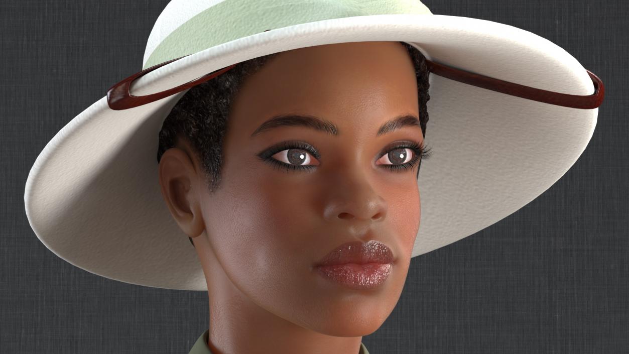 3D Light Skin Black Woman Explorer Rigged model