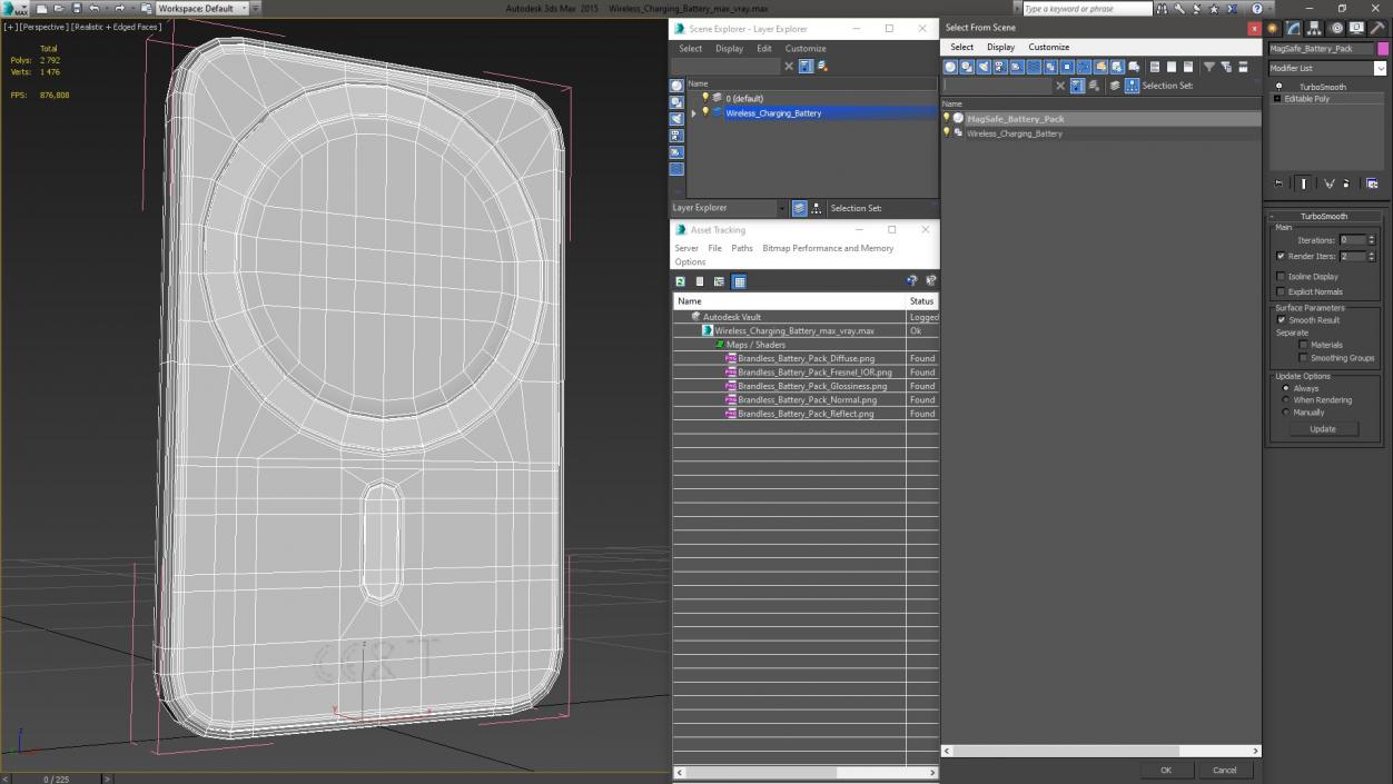 3D model Wireless Charging Battery