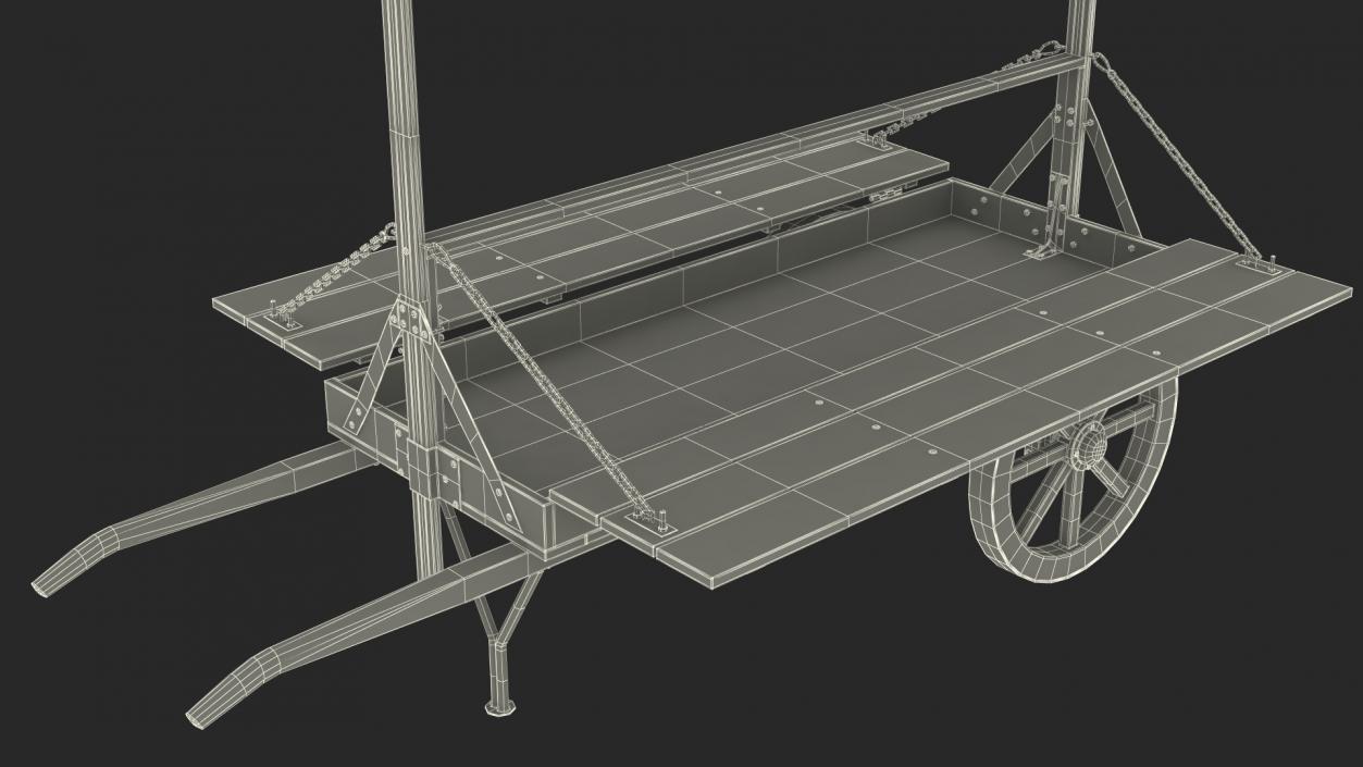 Medieval Market Cart with Awning 2 3D model