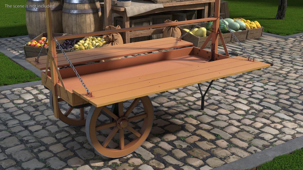 Medieval Market Cart with Awning 2 3D model