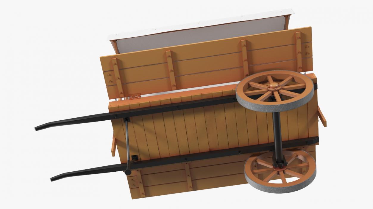 Medieval Market Cart with Awning 2 3D model