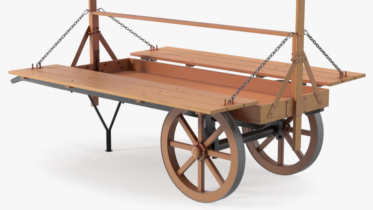 Medieval Market Cart with Awning 2 3D model