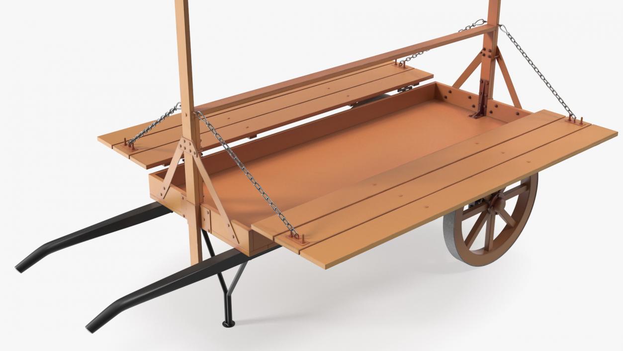 Medieval Market Cart with Awning 2 3D model