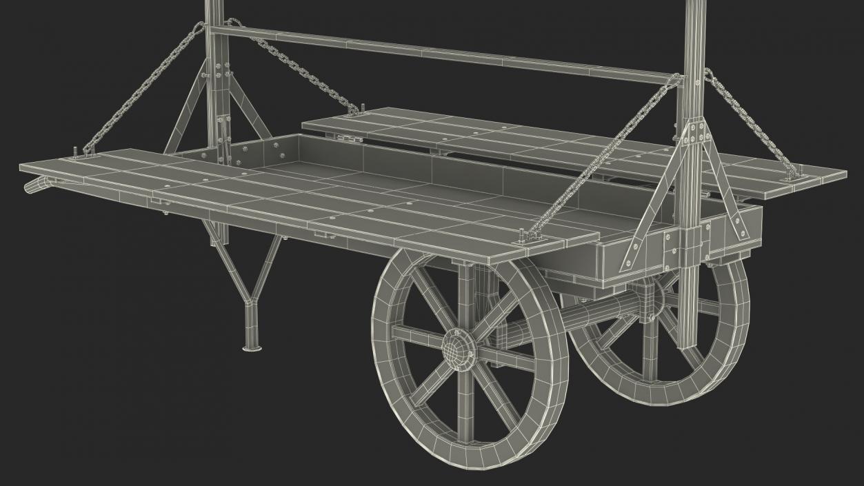 Medieval Market Cart with Awning 2 3D model