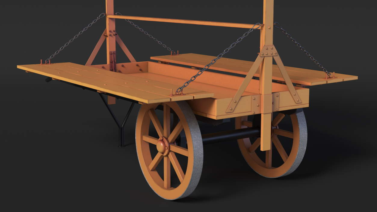 Medieval Market Cart with Awning 2 3D model