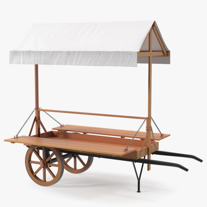 Medieval Market Cart with Awning 2 3D model