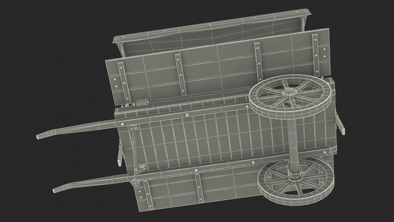 Medieval Market Cart with Awning 2 3D model