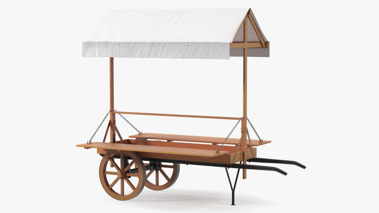 Medieval Market Cart with Awning 2 3D model