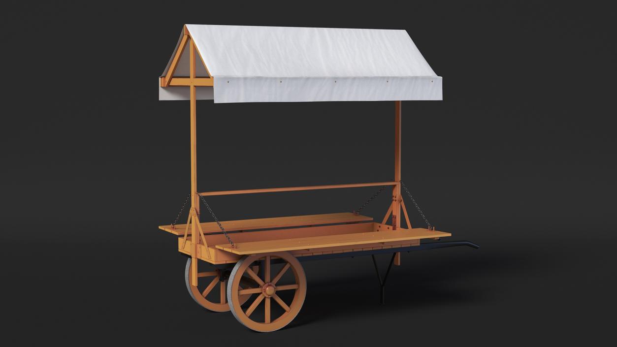 Medieval Market Cart with Awning 2 3D model